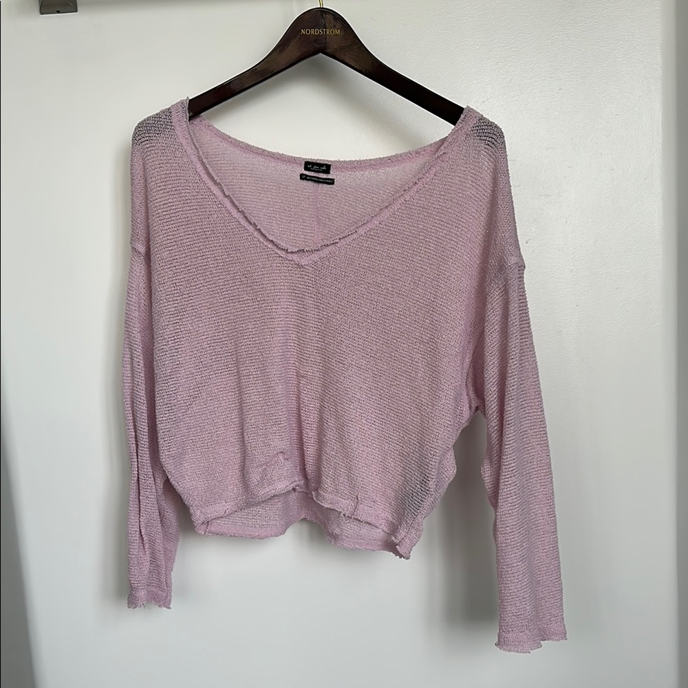 Urban Outfitters Pink Relaxed Crop Long Sleeve Top